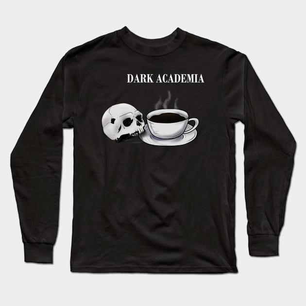 Dark academia coffee and skull Long Sleeve T-Shirt by Doya